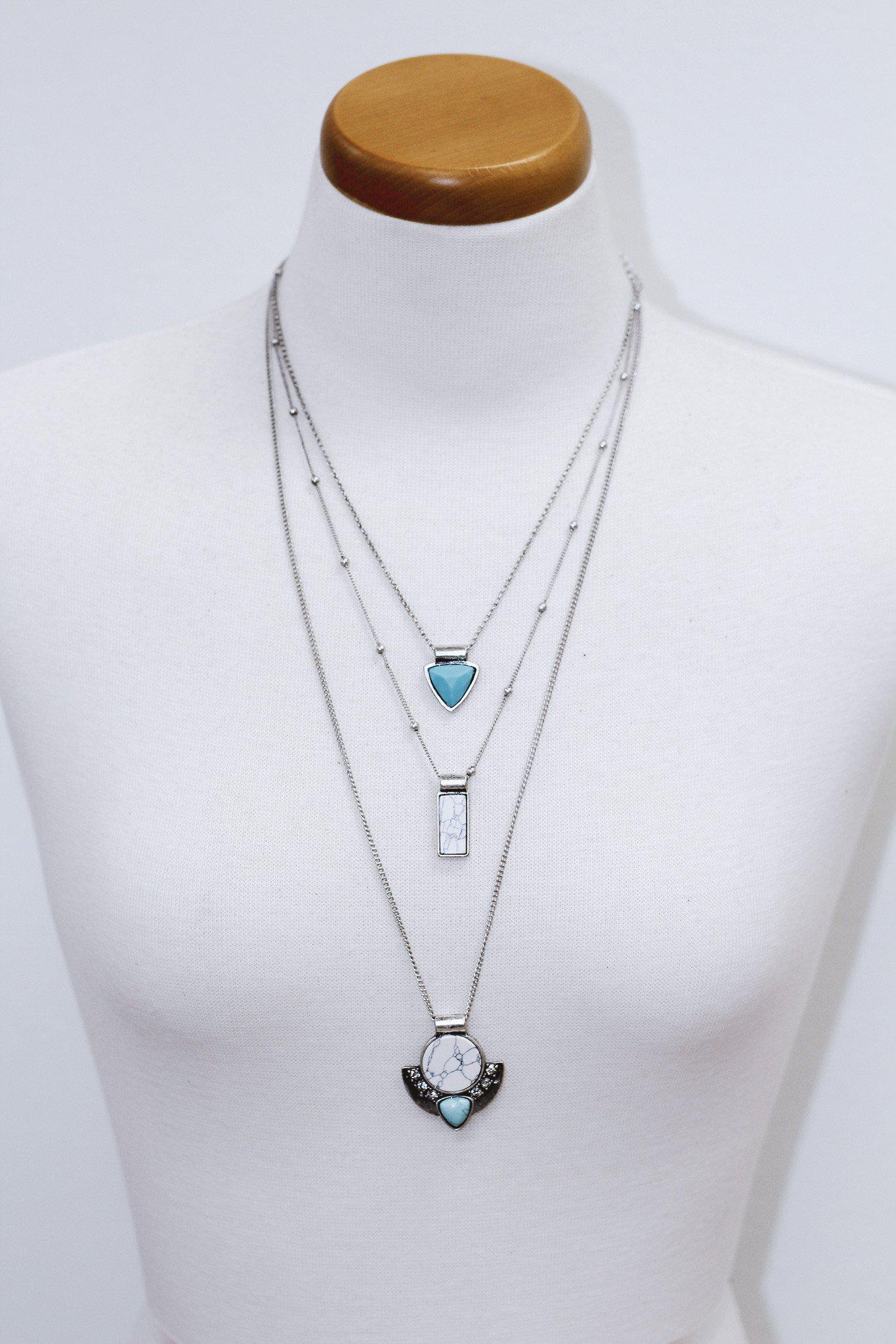 Turquoise and Marble Layered Necklace