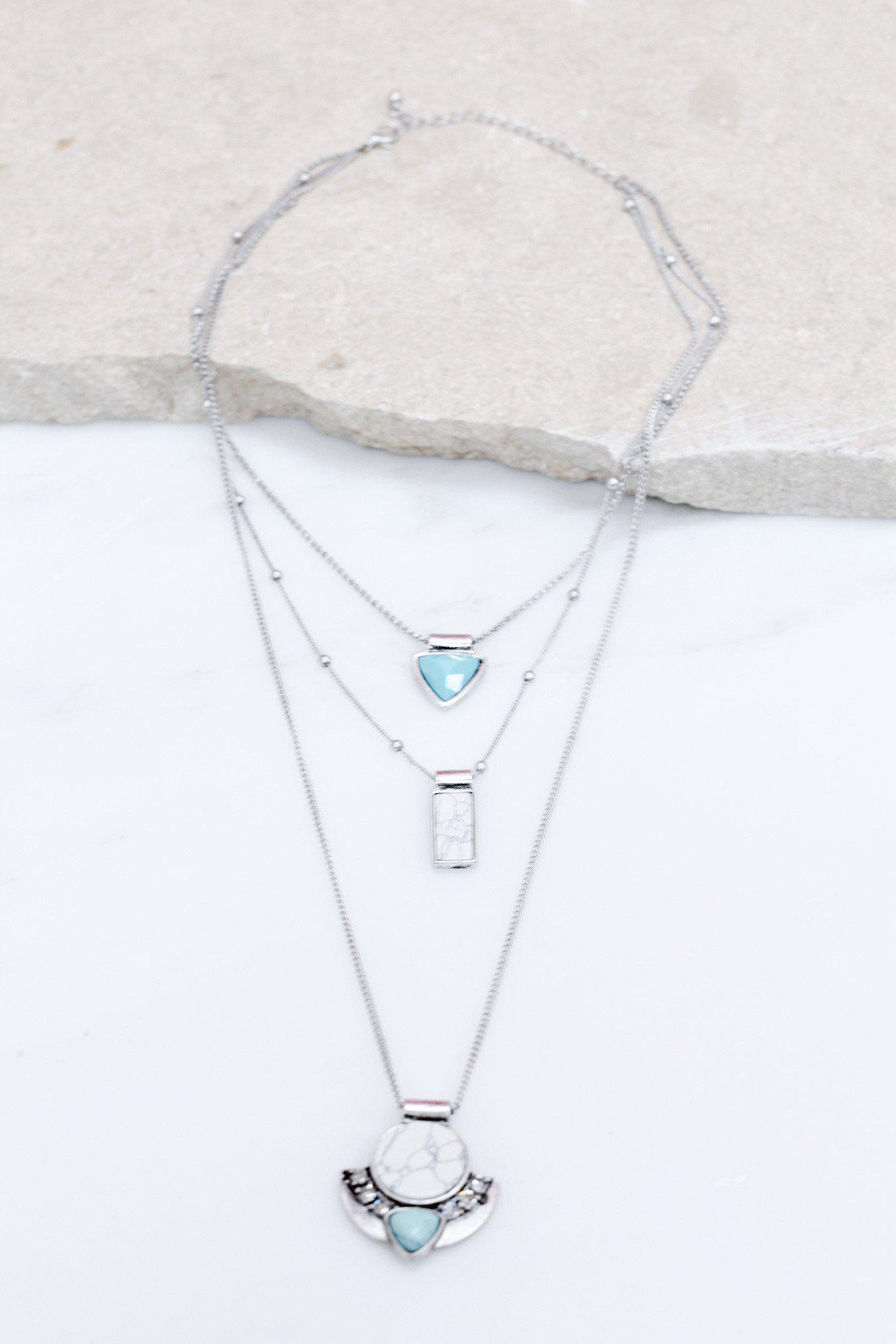 Turquoise and Marble Layered Necklace