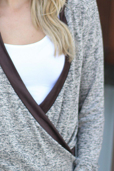 Brown Wrap Hooded Sweater
