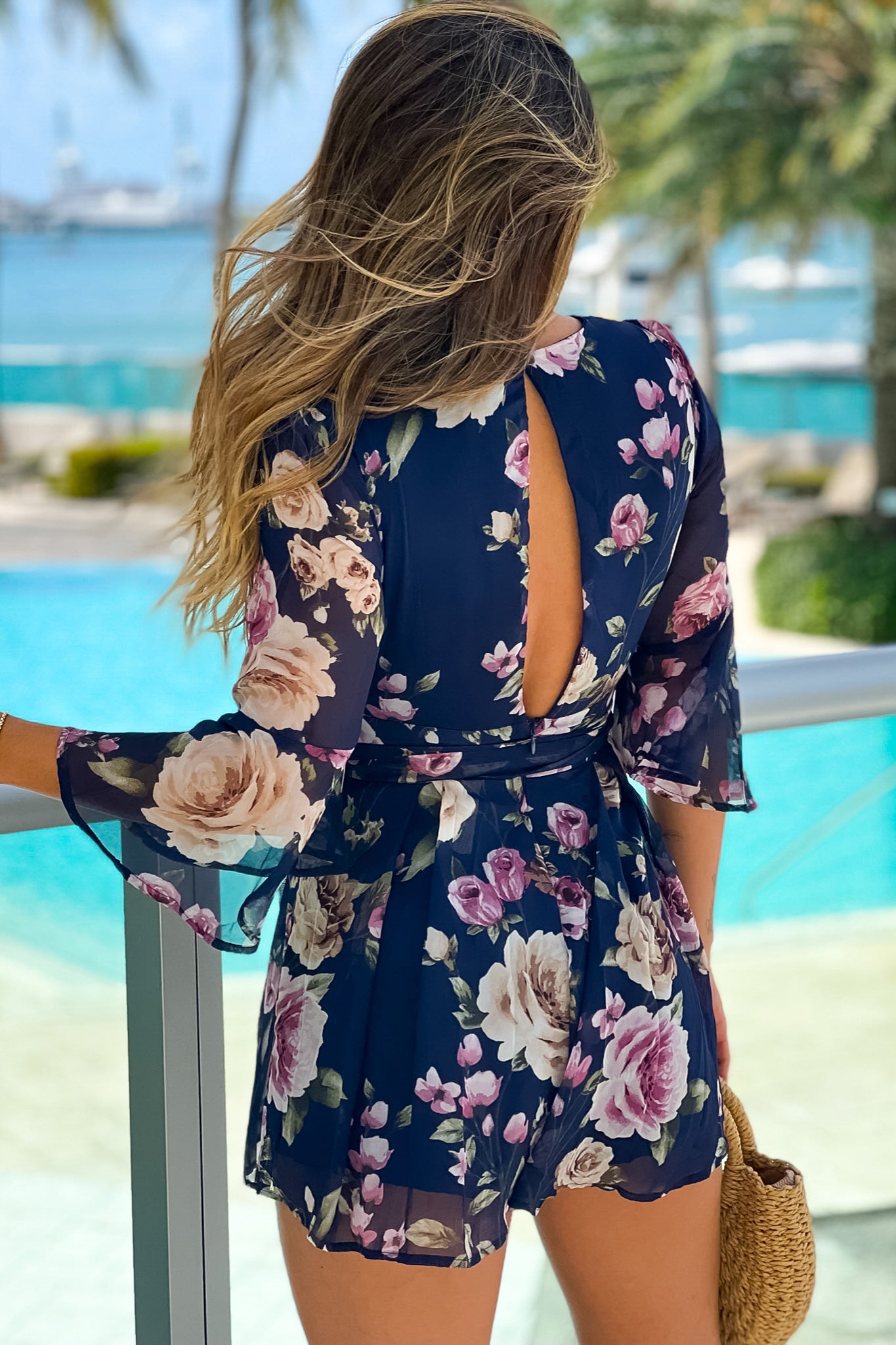 Dark Navy Floral Romper