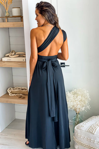 Black Multi Tie Maternity Maxi Dress