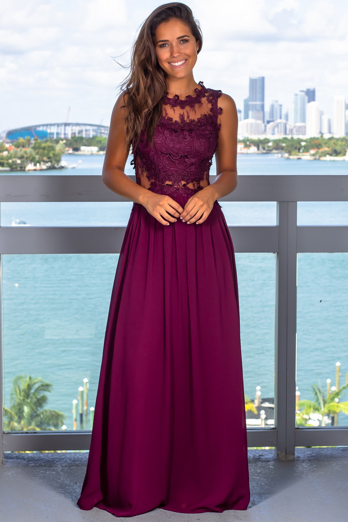 Plum Lace Top Maxi Dress | Maxi Dresses – Saved by the Dress