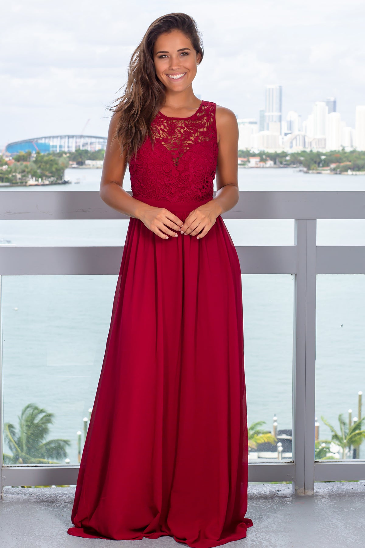 Burgundy Lace Maxi Dress | Bridesmaid Dresses – Saved by the Dress