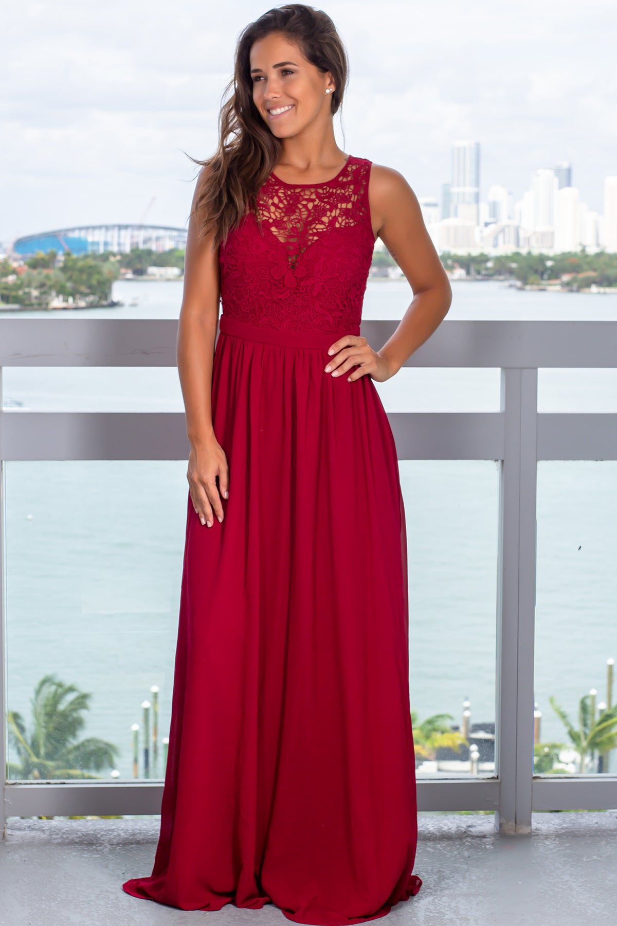 Burgundy Lace Maxi Dress | Bridesmaid Dresses – Saved by the Dress