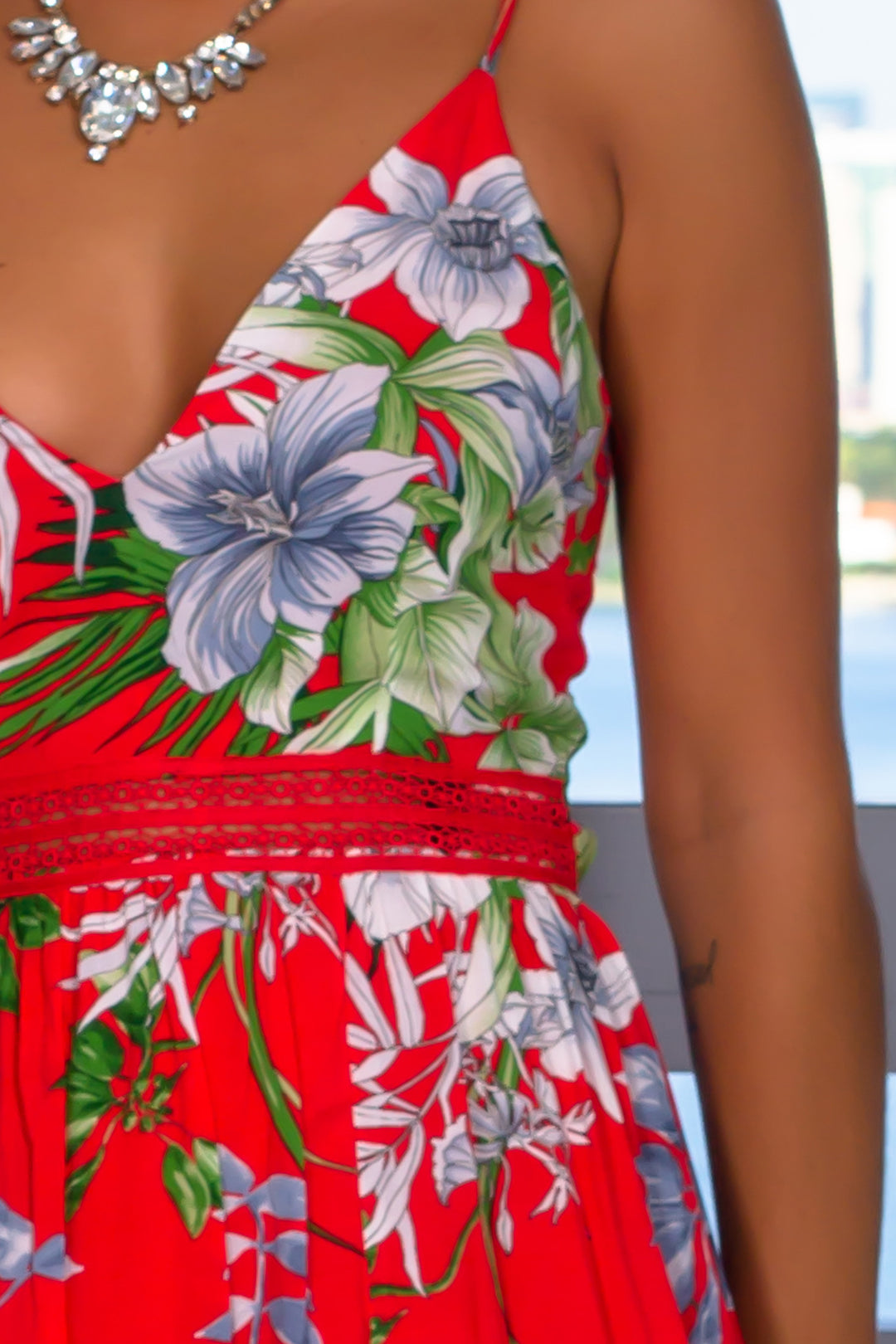 strapless open back dress Sweetheart Trimmed Tiered Midi Dress Small main image 1