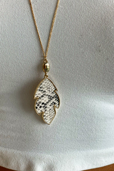 Gold and Snake Print Pendant Necklace