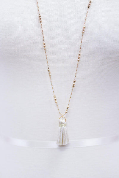 Gold and Off White Tassel Necklace