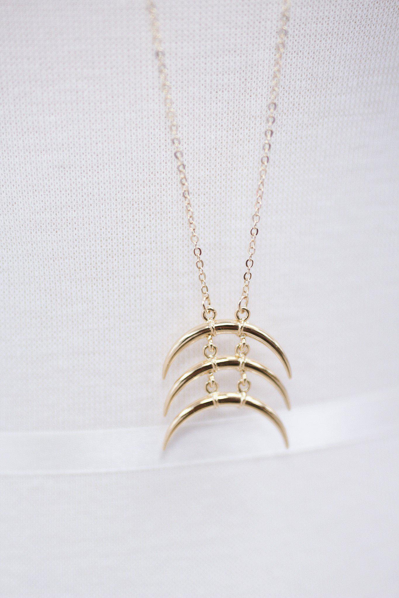 Gold Curved Bar Necklace