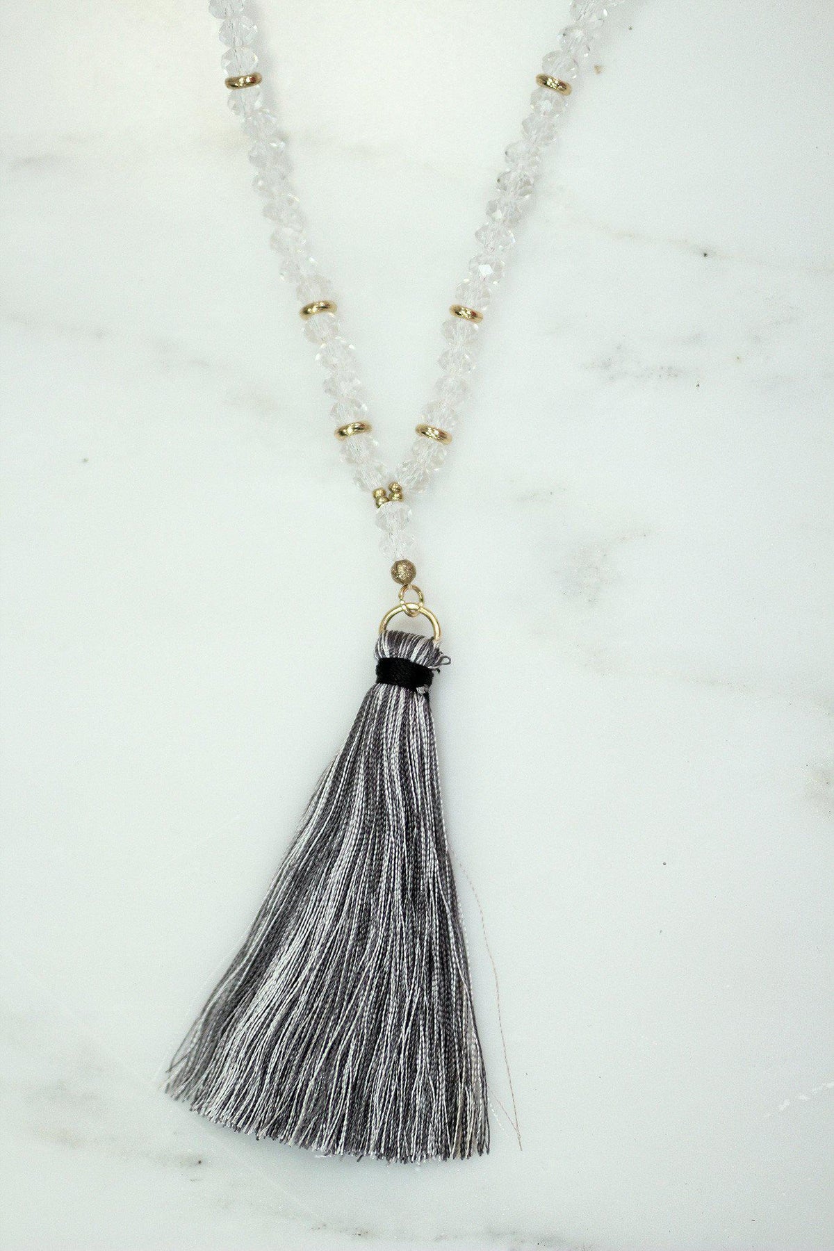 Clear Beaded Tassel Necklace | Online Boutique | Accessories – Saved by ...