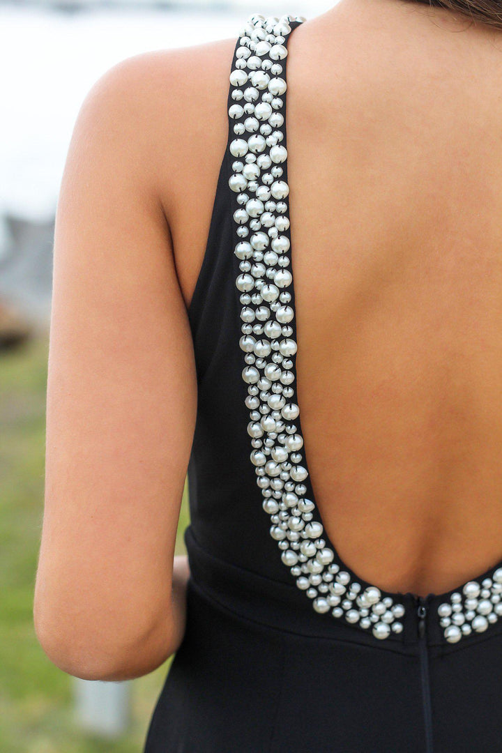 Black Maxi Dress with Open Back and Pearl Detail | Maxi Dresses Saved by the Dress Black Maxi Dress with Open Back and Pearl Detail | Maxi Dresses Saved by the Dress