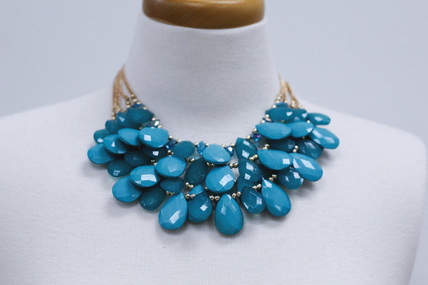 Four Layered Teal Stone Necklace