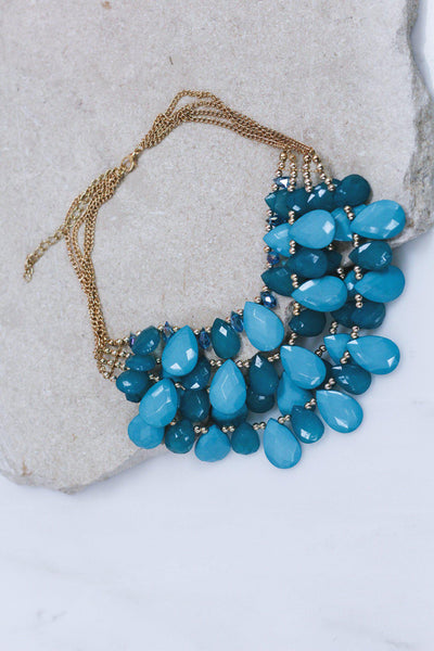 Four Layered Teal Stone Necklace