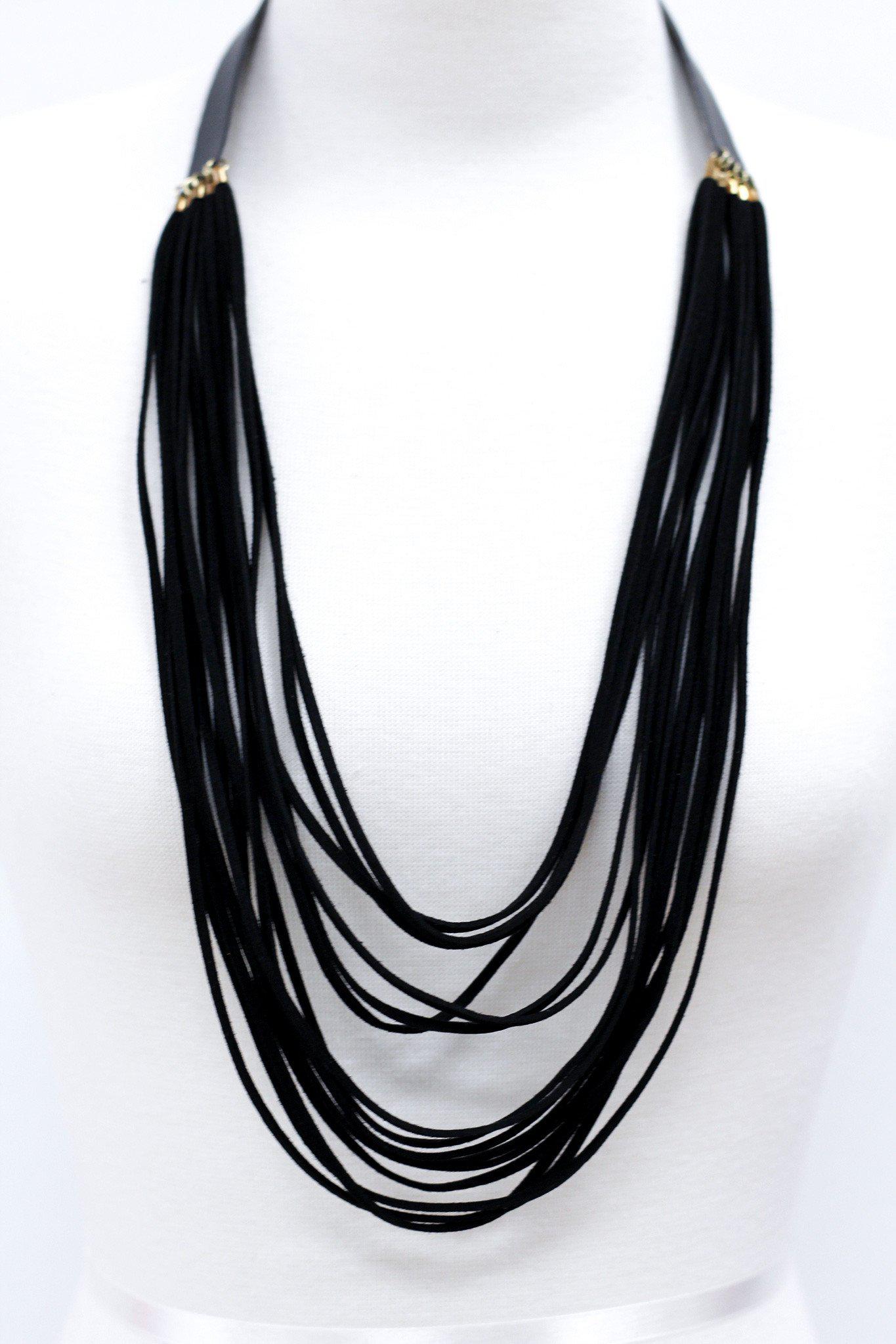 Multi Layered Suede and Faux Leather Necklace