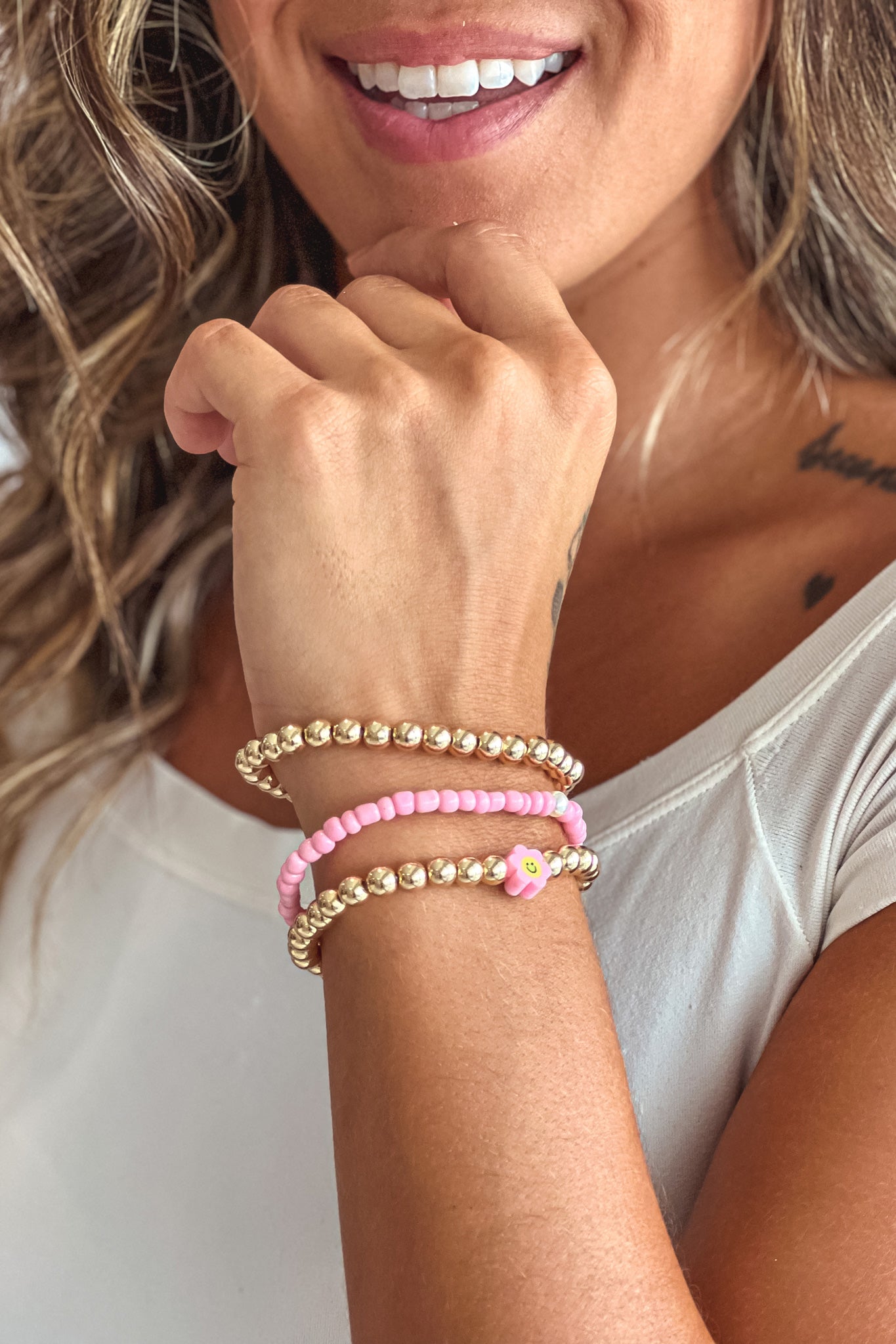 Pink and Gold Bracelet Set