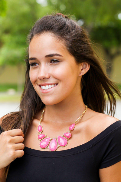 Pink and Gold Teardrop Necklace