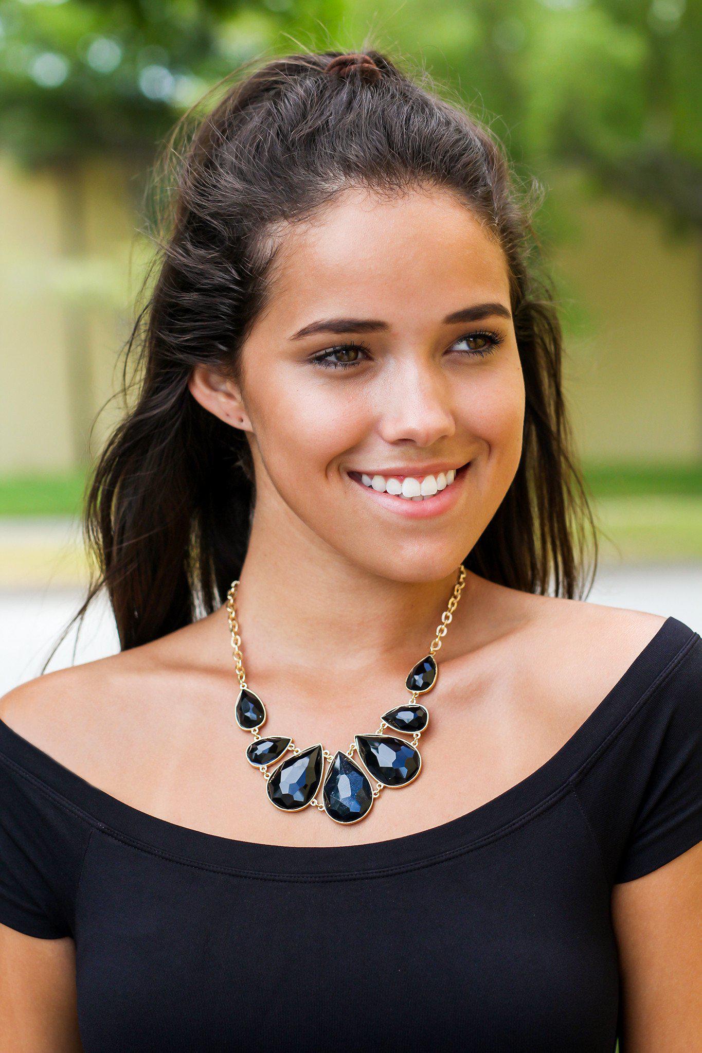 Black and Gold Teardrop Necklace
