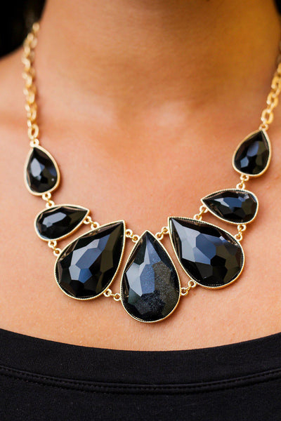 Black and Gold Teardrop Necklace