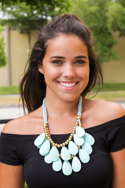 Mint Drop Beads Layered Necklace