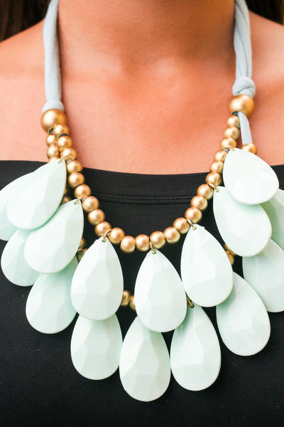 Mint Drop Beads Layered Necklace