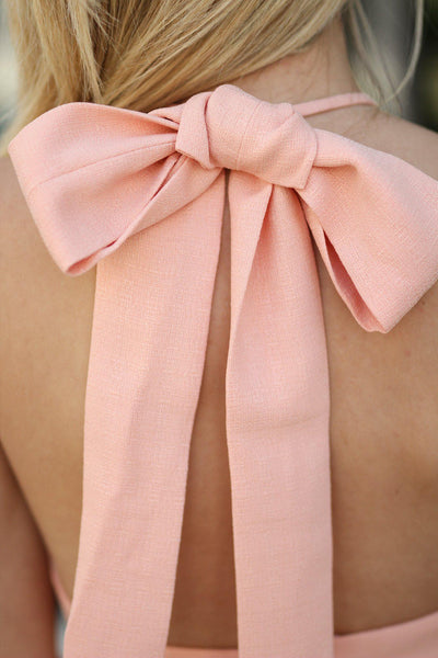 Peach Back Bow Romper