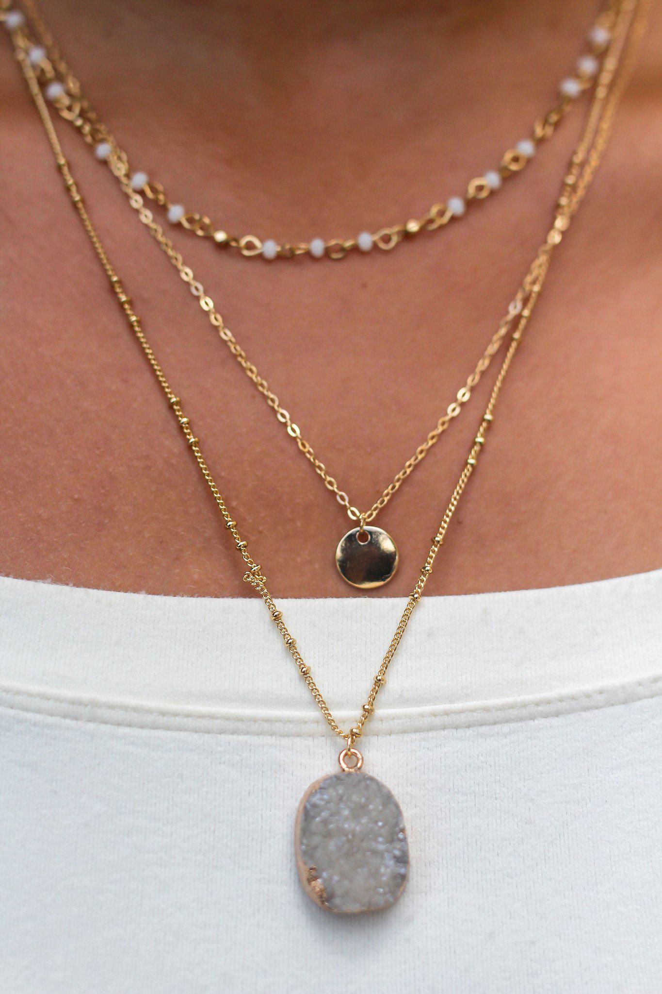 Gold Layered Stone Necklace