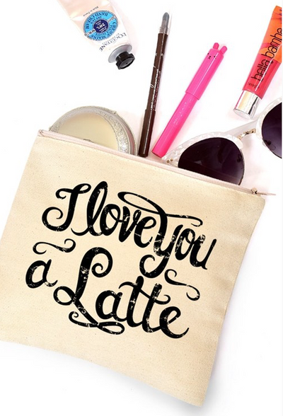 Natural "I love you a Latte" Makeup Bag