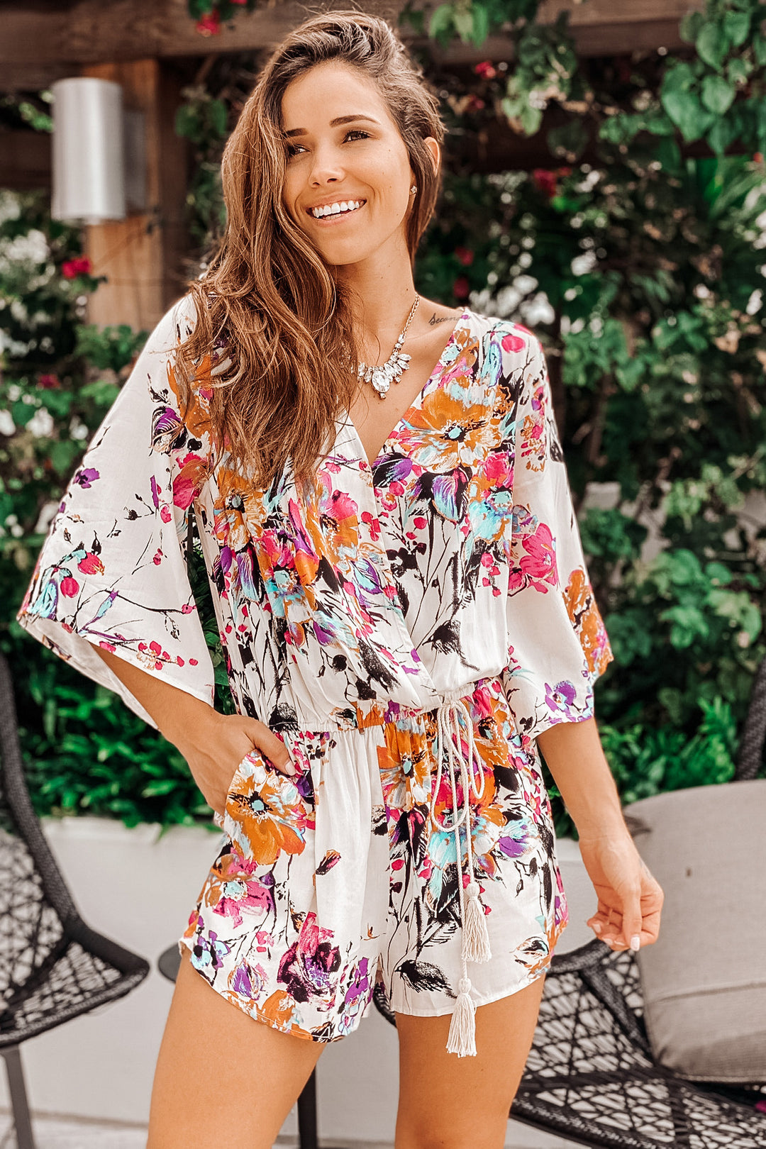 Ivory Floral Romper