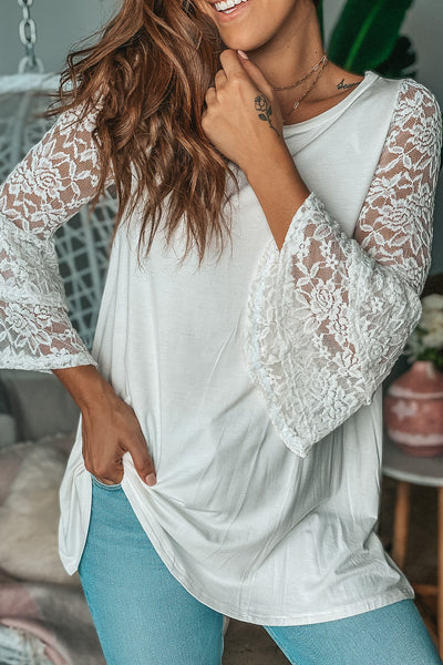 Ivory Tunic with Lace Sleeves