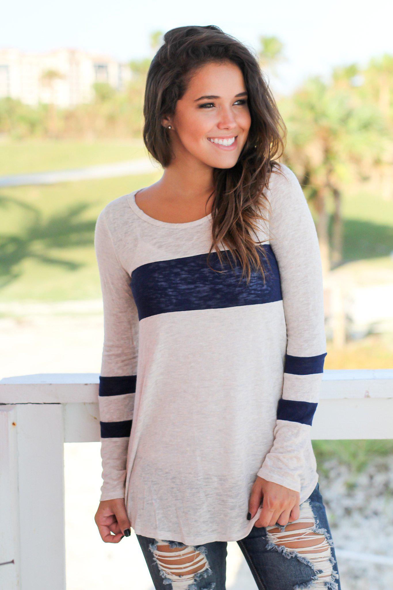 Ivory And Navy Top