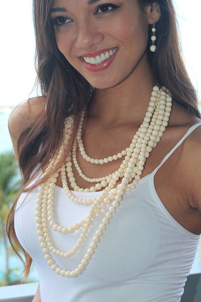 Ivory Necklace And Earrings Set