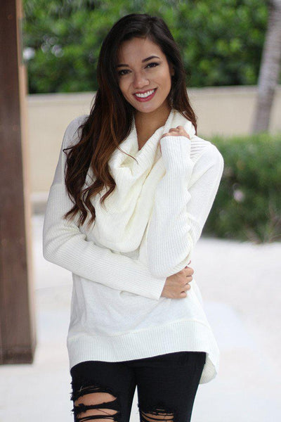 Ivory Cowl Neck Sweater