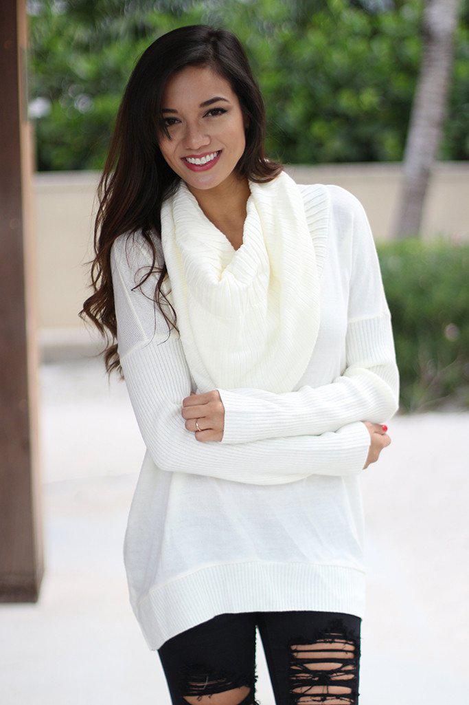 Ivory Cowl Neck Sweater