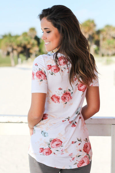 Ivory Floral Criss Cross Top