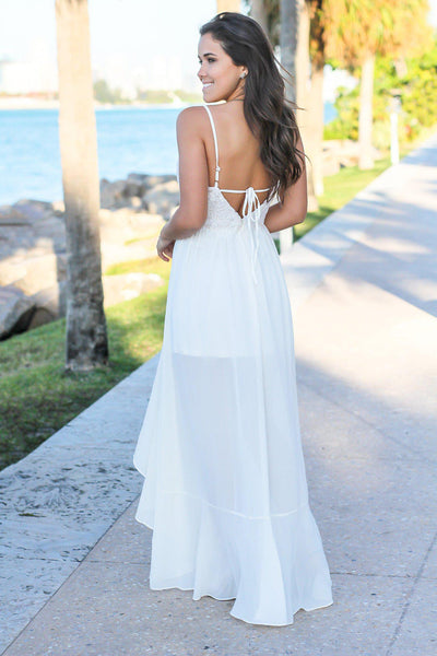 Ivory High Low Dress with Embroidered Top