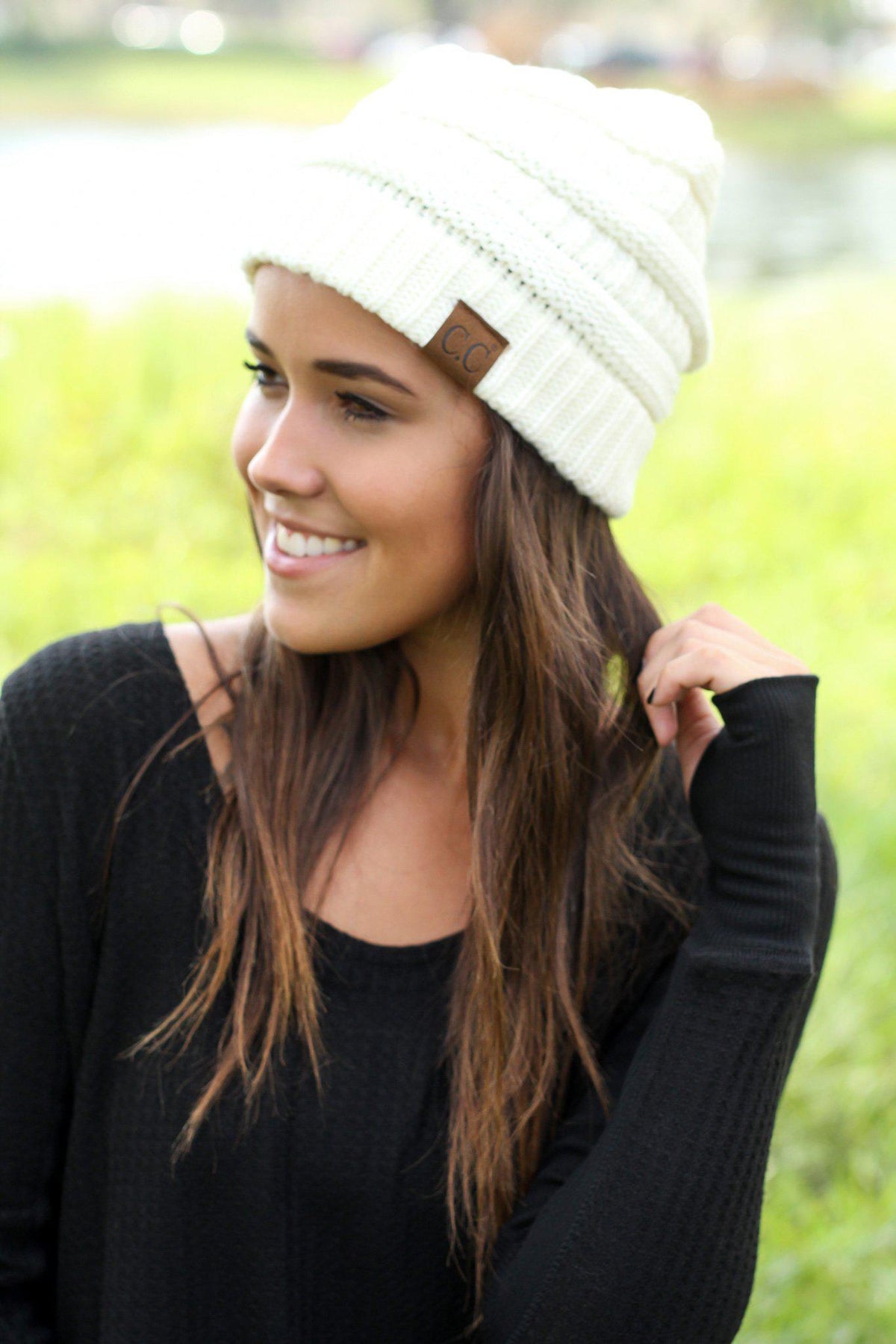 Ivory Knit Beanie | Beanies – Saved by the Dress