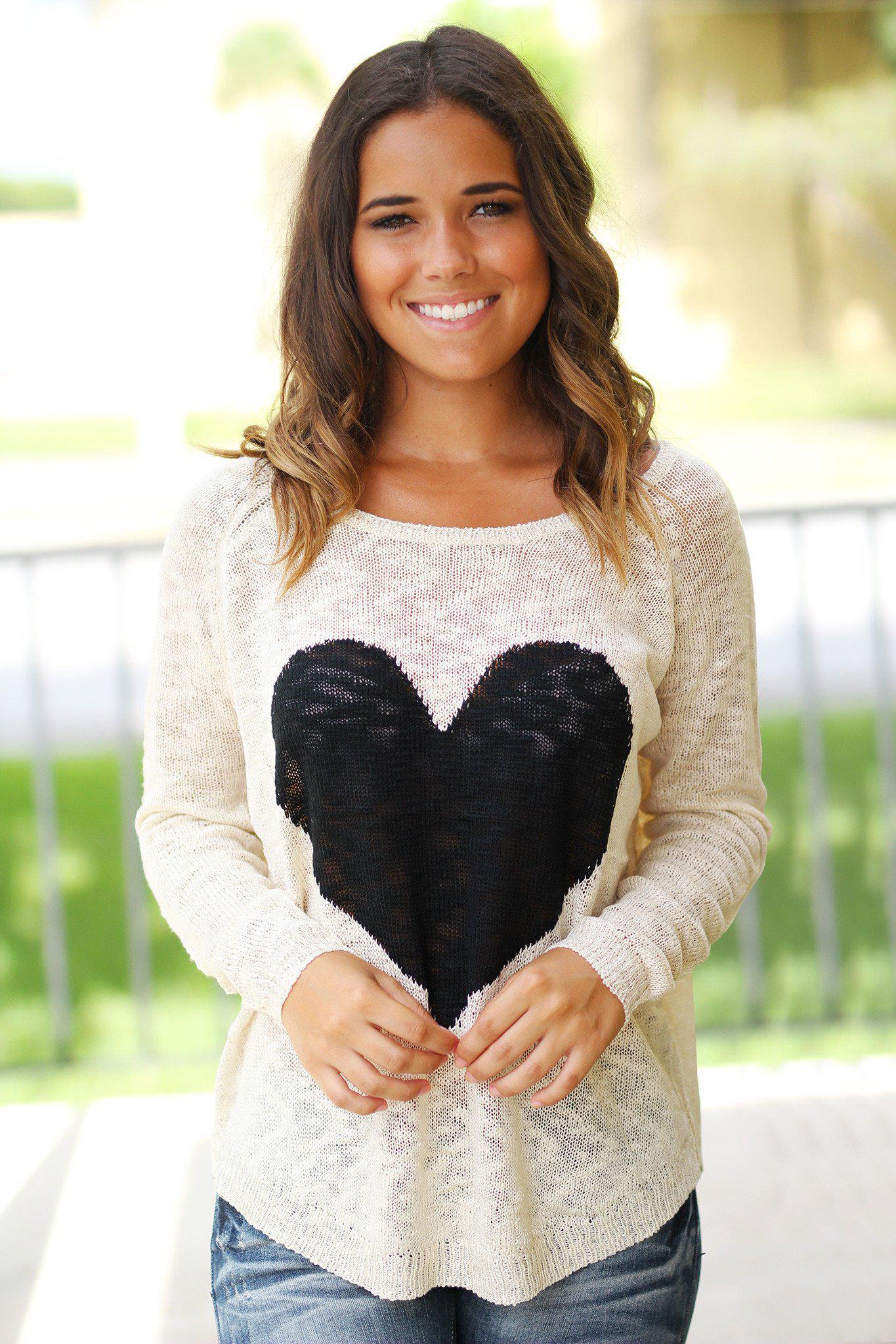 Ivory Knit Sweater With Heart