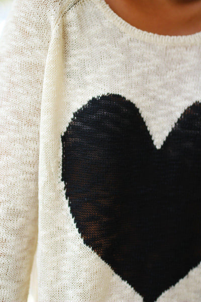 Ivory Knit Sweater With Heart
