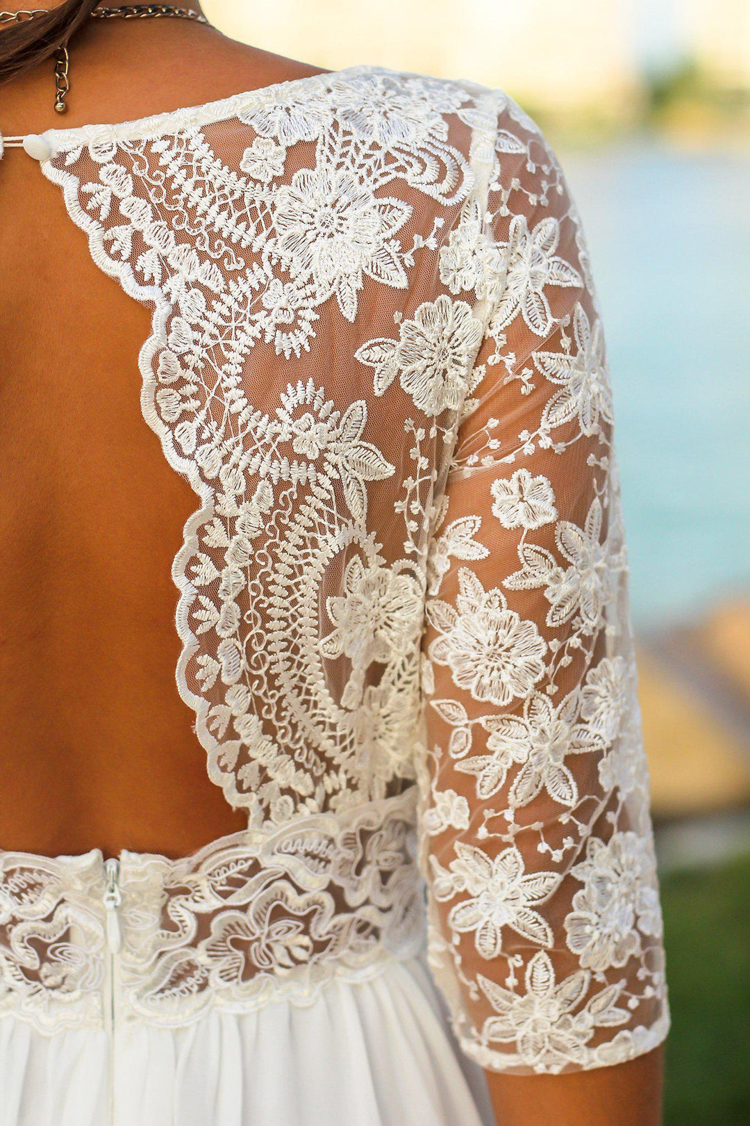 Ivory Maxi Dress with Embroidered Top and Open Back | Maxi Dresses Saved by the Dress Ivory Maxi Dress with Embroidered Top and Open Back | Maxi Dresses Saved by the Dress