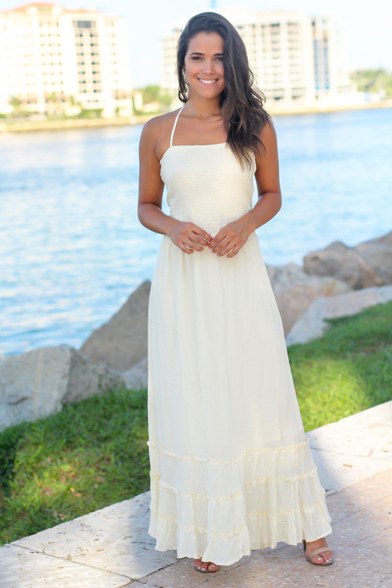 Ivory Maxi Dress with Strappy Back | Maxi Dresses – Saved by the Dress