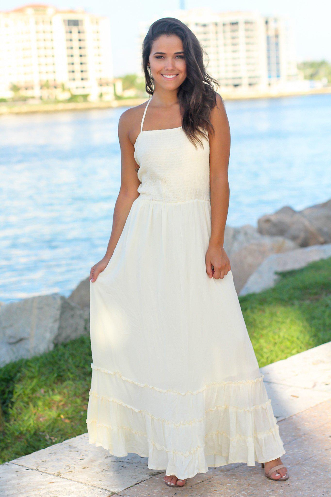 Ivory Maxi Dress with Strappy Back