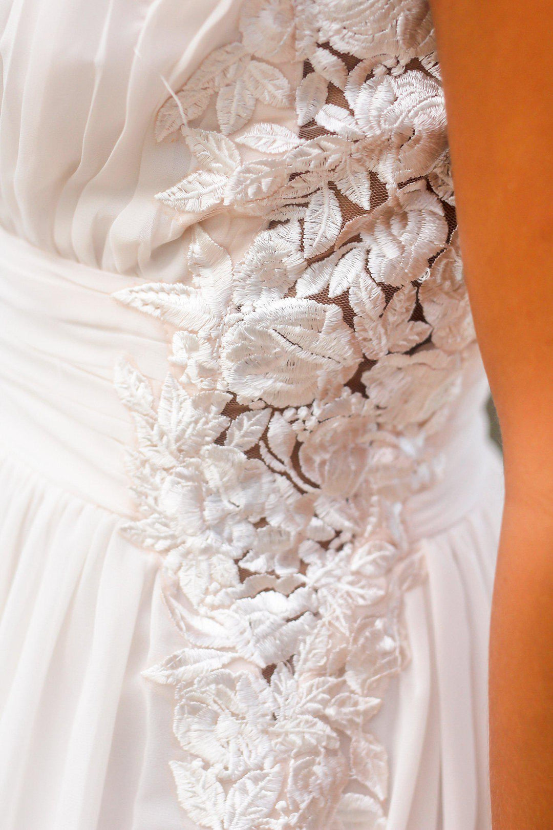 Ivory Pleated Maxi Dress with Embroidered Sides | Maxi Dresses  Saved by  the Dress