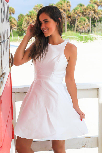 Ivory Short Dress with Bow Detail