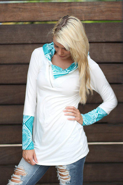 Ivory and Jade Hooded Tunic