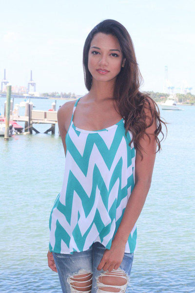 Jade Chevron Racerback Top