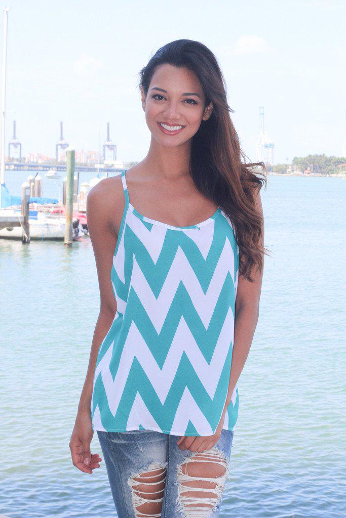 Jade Chevron Racerback Top