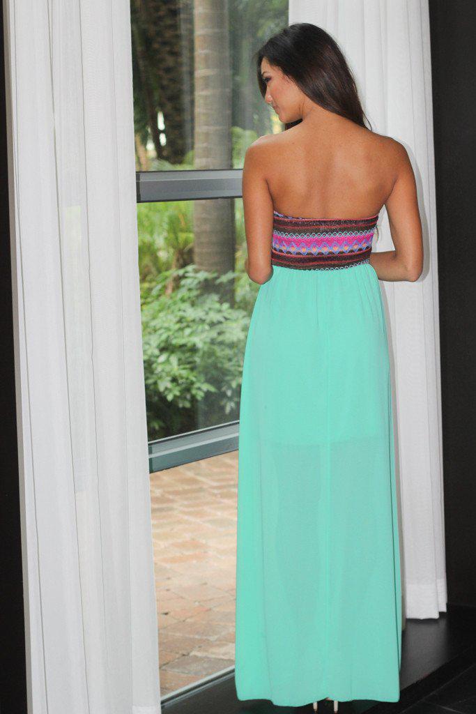 Jade Strapless Maxi Dress With Embroidered Top