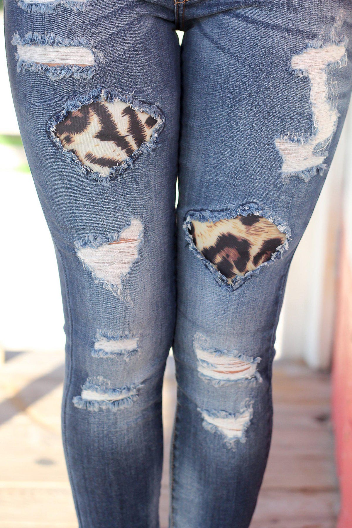 Denim Jeans With Leopard Patches | Jeans – Saved by the Dress