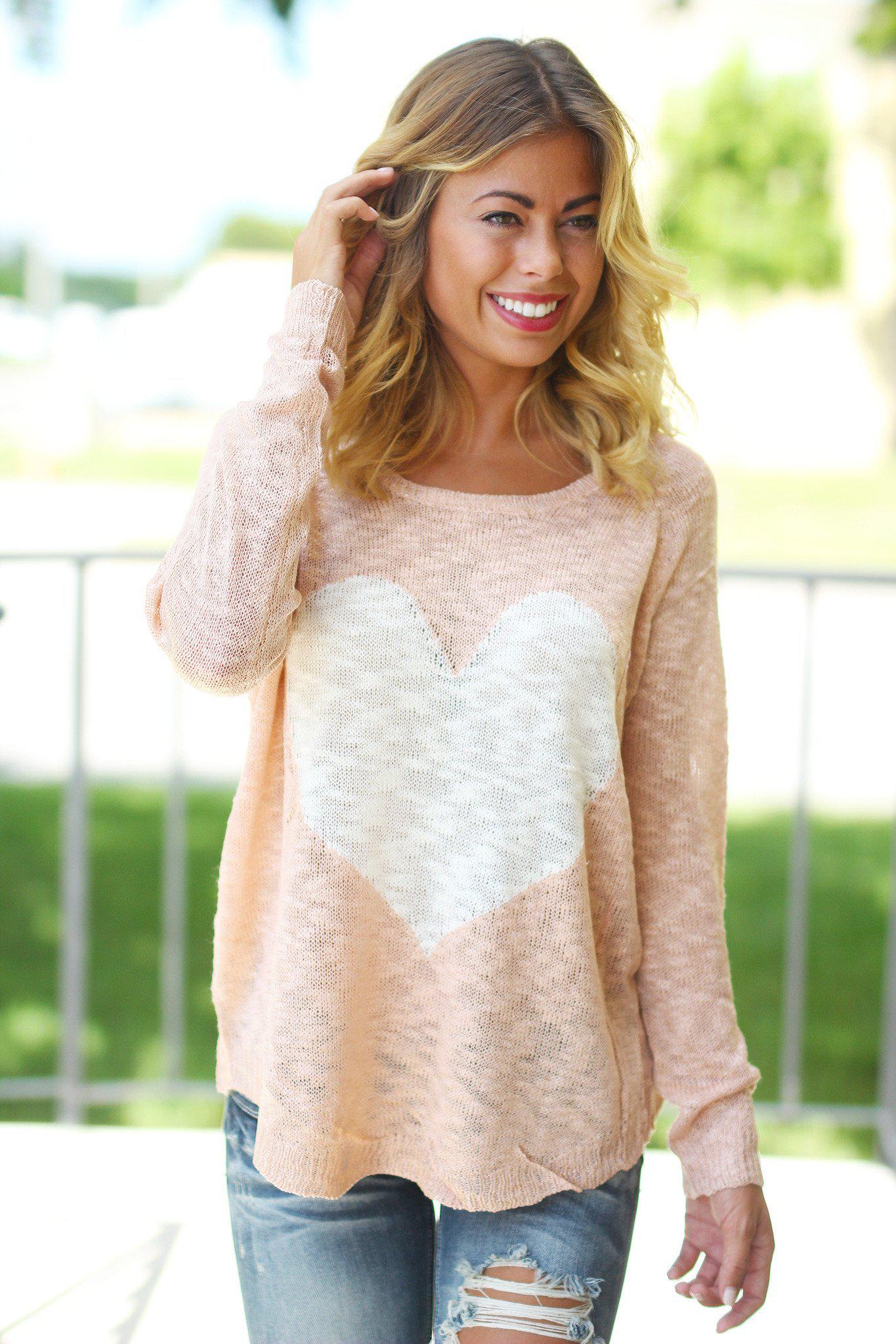 Pink Knit Sweater with Heart