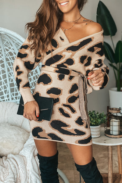 Lifestyle leopard dolman sweater short dress