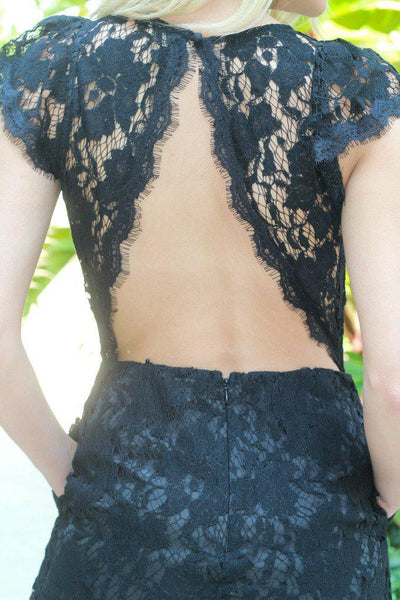 Black Lace Dress With Open Back